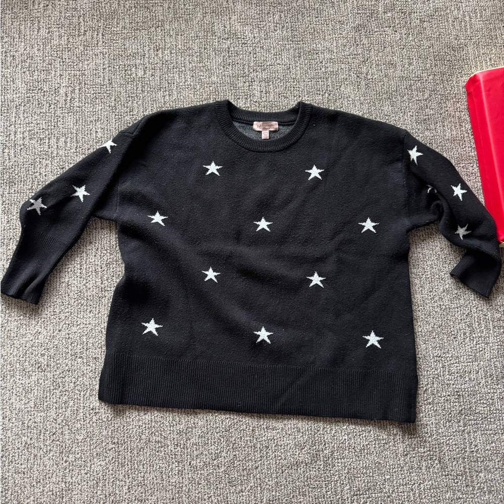 Philosophy Black Crewneck Sweater with White Stars